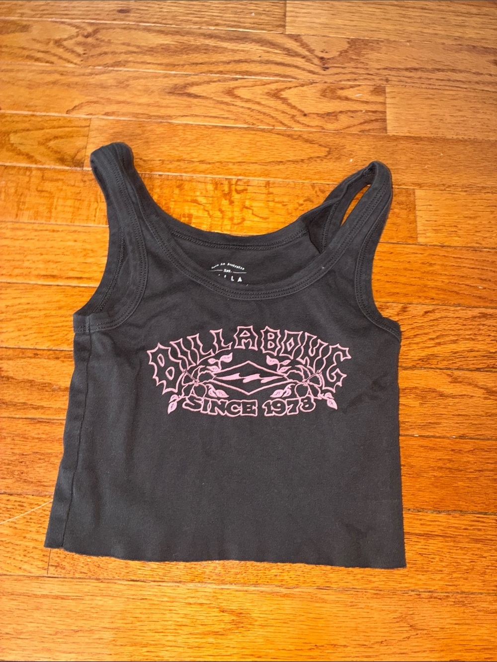 Billabong Brown Tank with Pink Logo Graphic cropped
